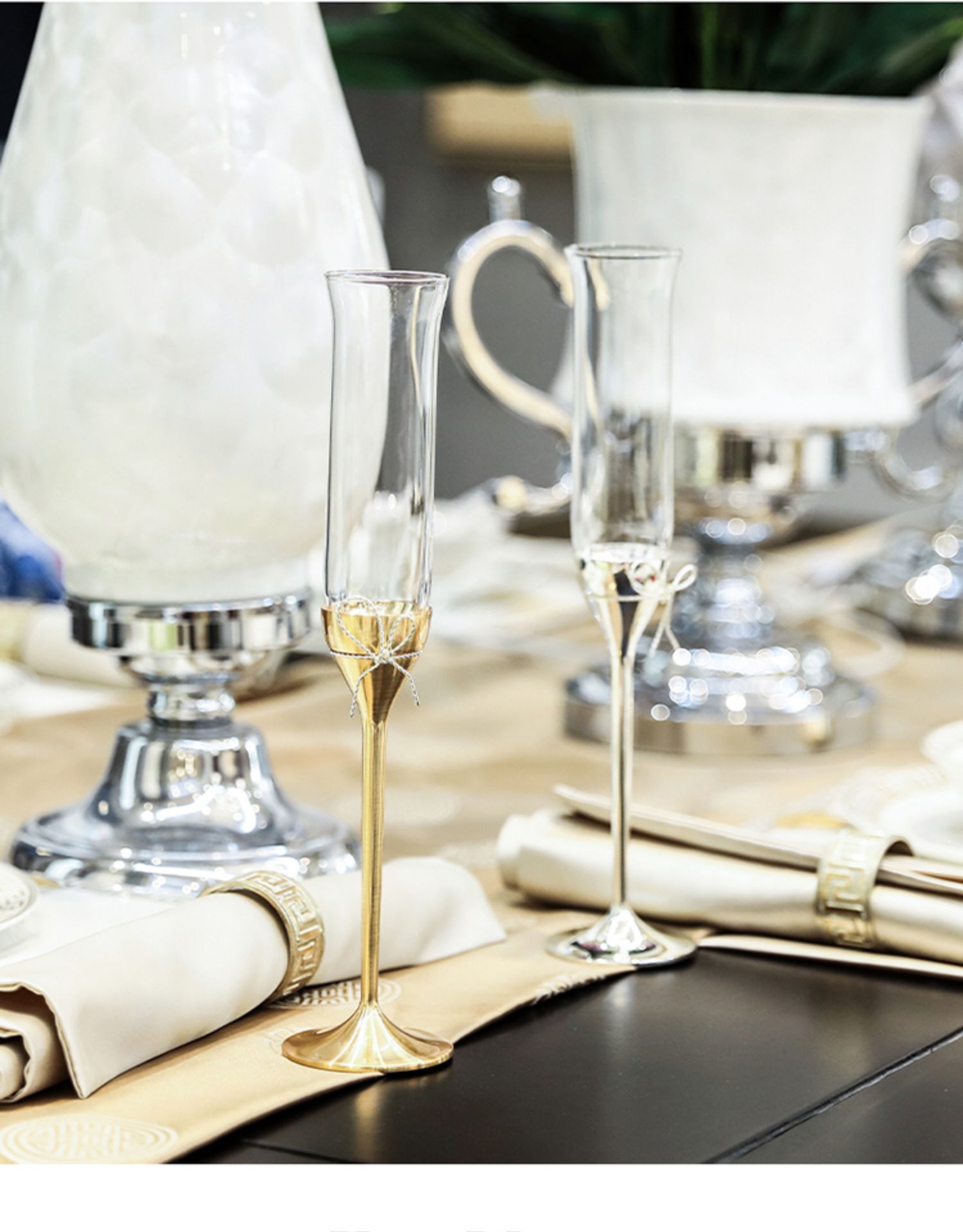 香槟杯爱之结对杯红酒杯子 银色爱之结烛台