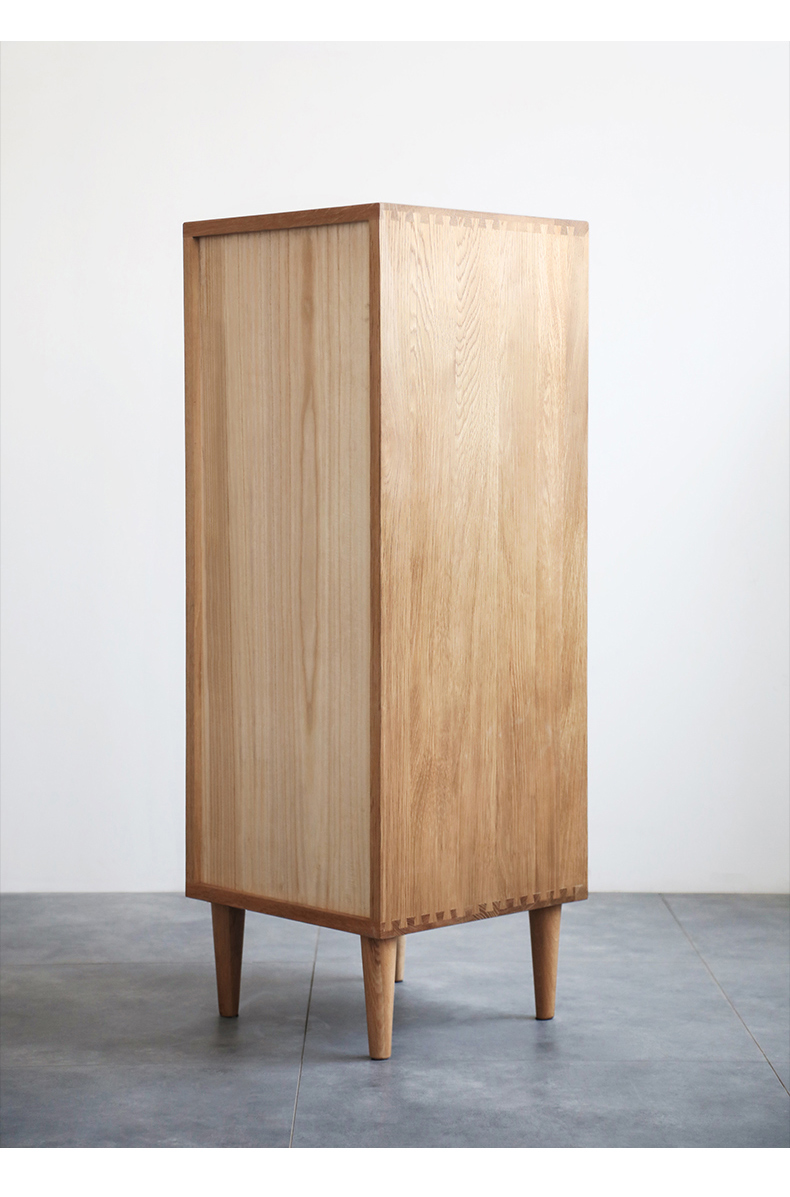 北欧电视柜边柜白橡木立柜现代简约客厅日式小户型实木储物柜子定制