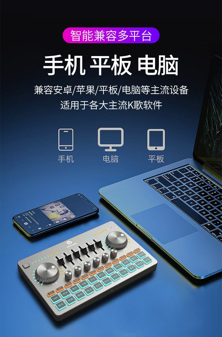 威斯汀tk100声卡手机电脑直播套装专业调音声卡话筒唱歌变声k歌神器