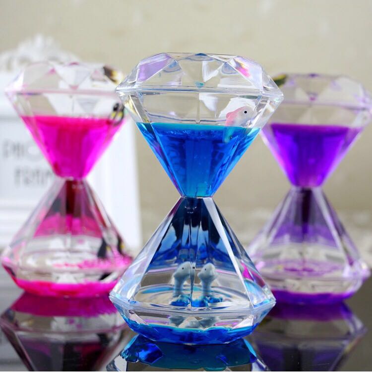 创意水晶彩色液体沙漏计时器课桌书桌摆件儿童女友闺蜜同学礼物大杯滴