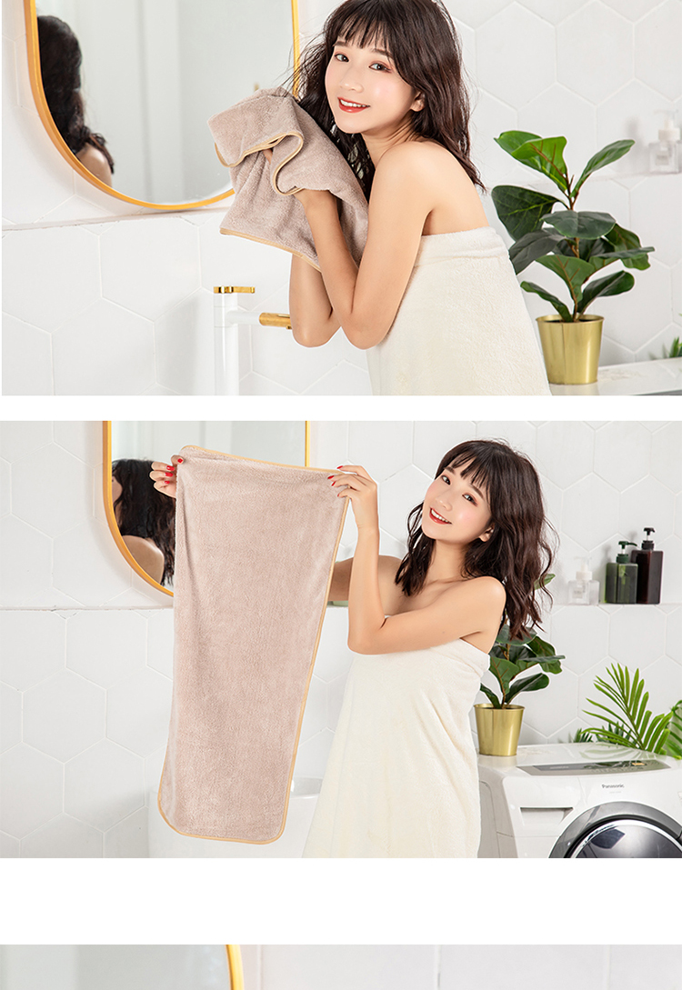 吸水可爱少女家用超大号不毛擦头速干粉红色薄款小尺寸浴巾130x60cm