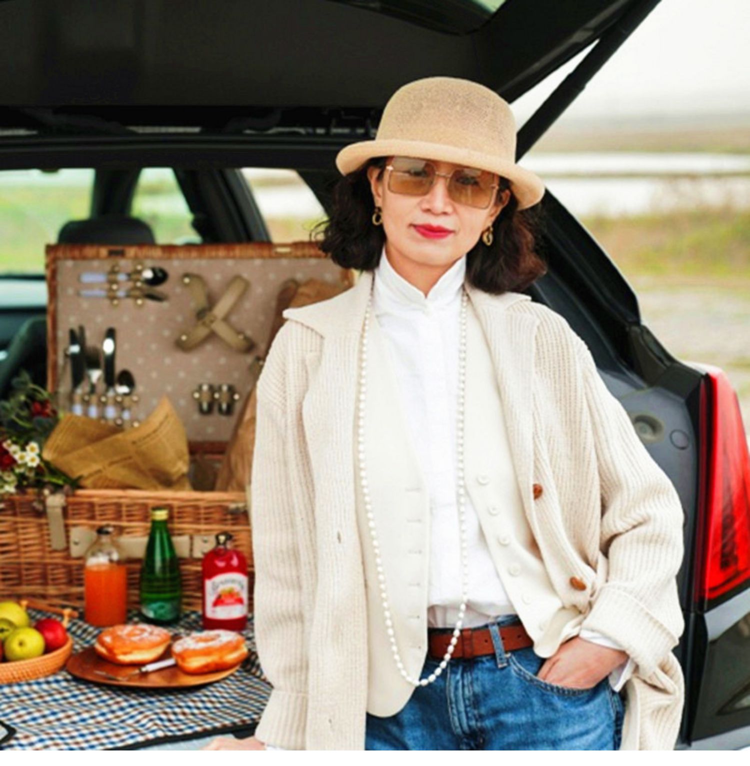 三木妈妈帽子秋冬渔夫帽日系盆帽针织防晒保暖优雅气质可折叠fish