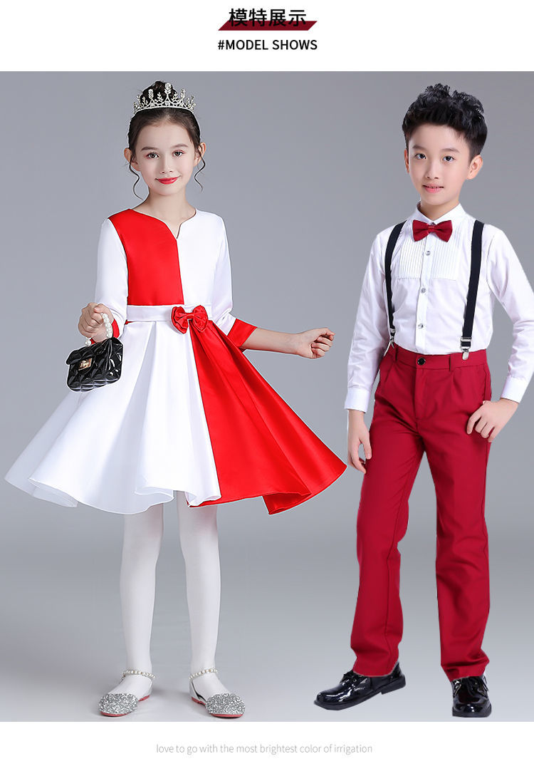 儿童合唱服演出服中小学生大合唱团朗诵表演服装男童女童舞蹈礼服条纹