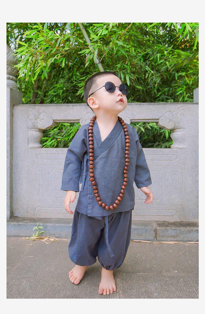 《小和尚衣服儿童和尚服僧袍古装汉服男童夏小孩子衣服演出服童装男