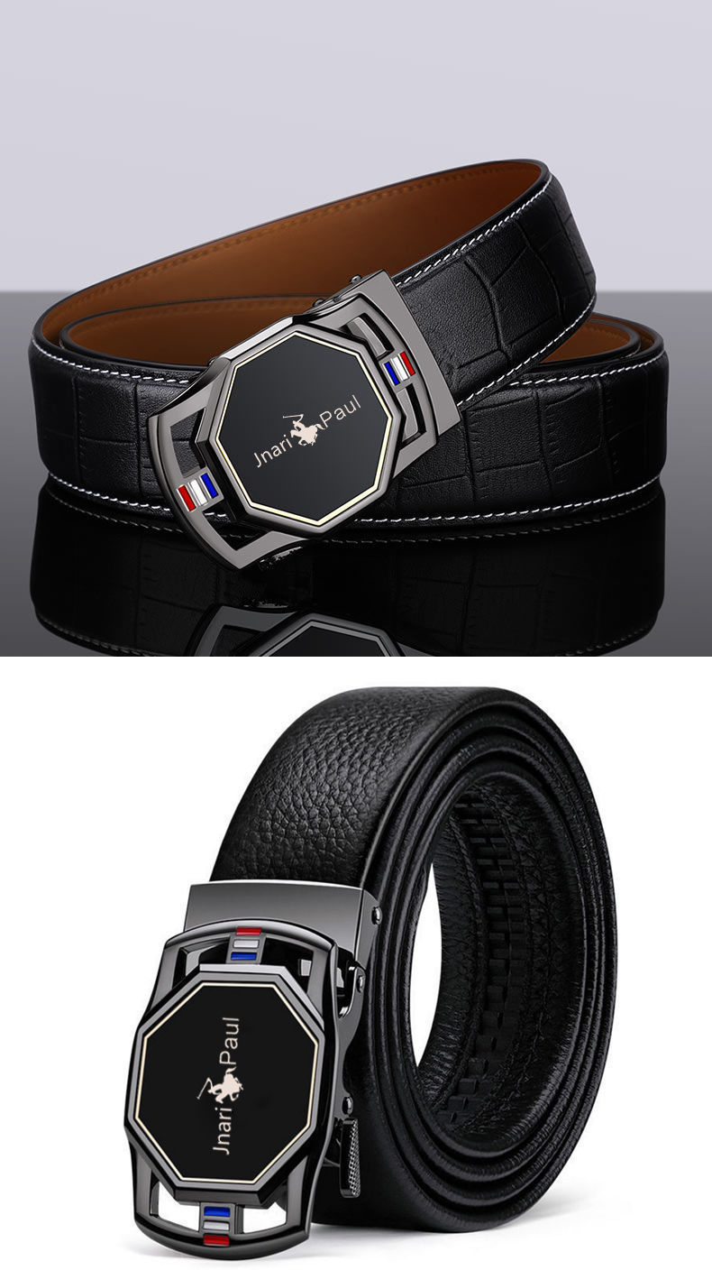 保罗皮带男真皮自动扣鳄鱼纹年轻腰带纯牛皮个性男式潮流裤带