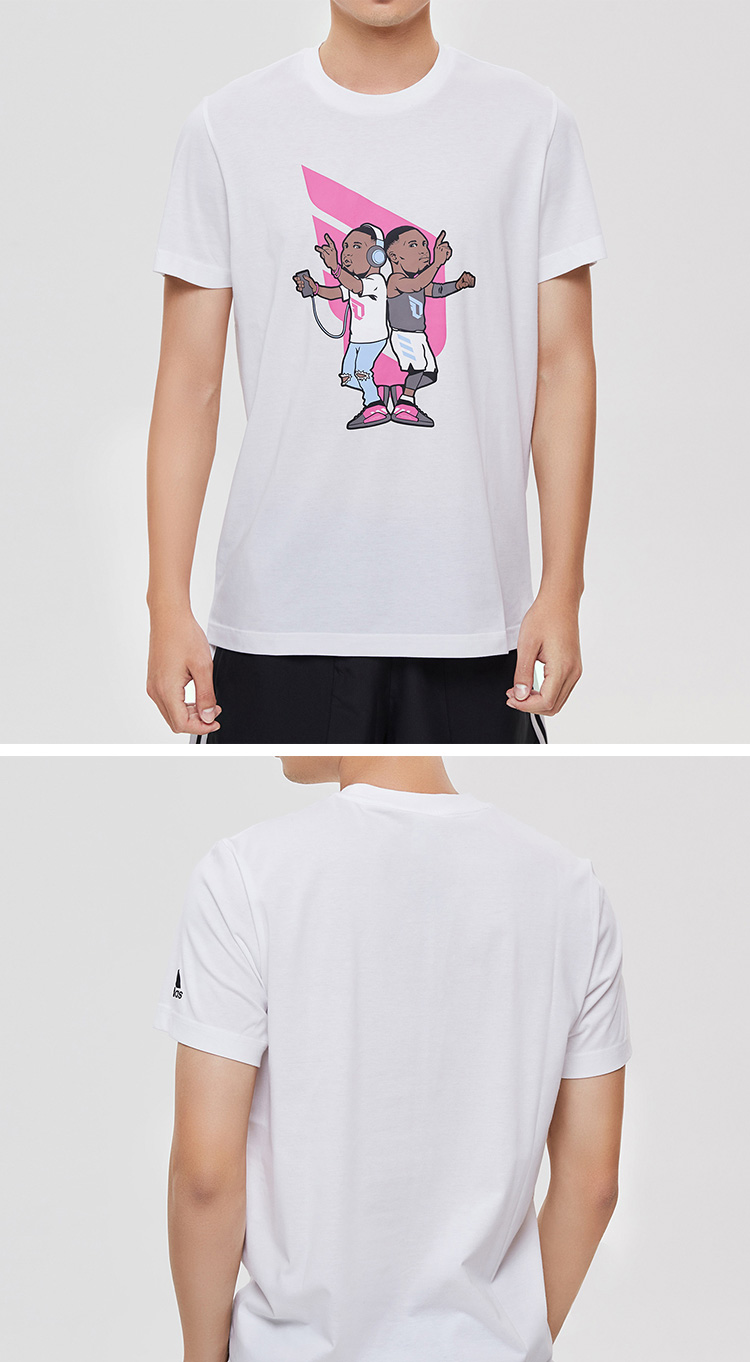 阿迪达斯男服短袖t恤利拉德印花篮球服装dx6966