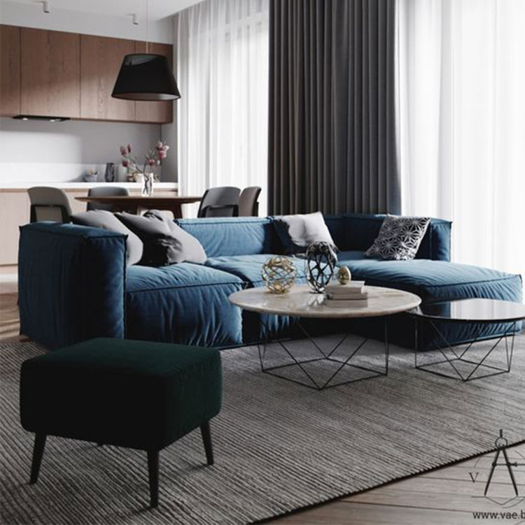 三维工匠布艺沙发组合客厅北欧沙发小户型网红款新款丝绒布艺沙发现代