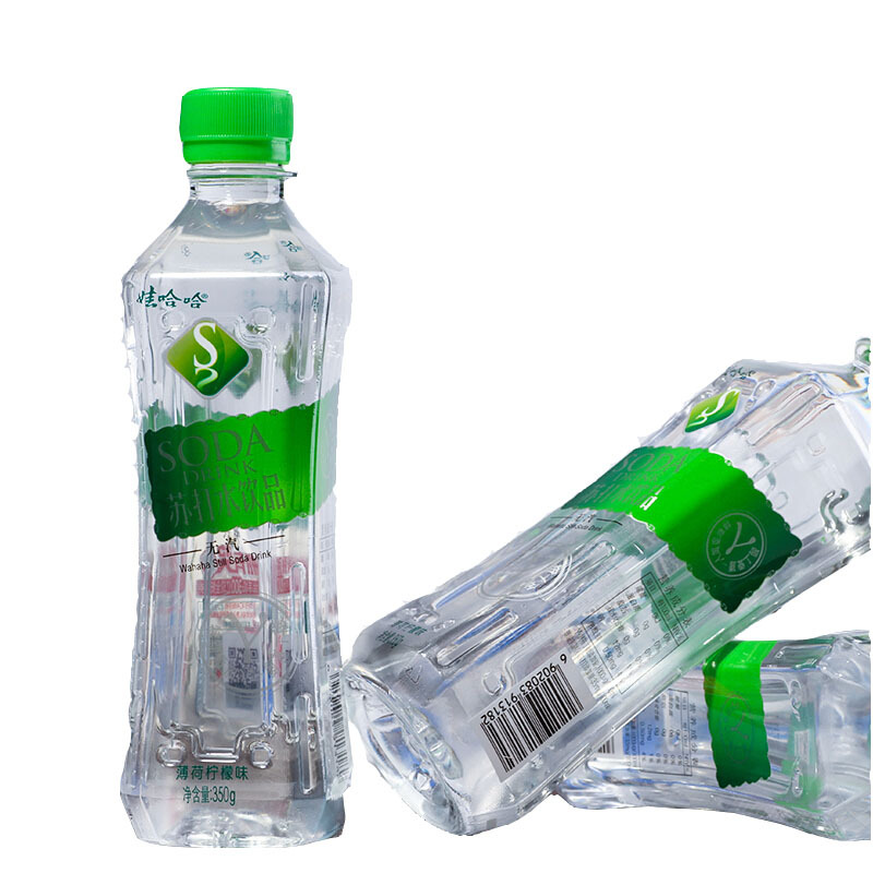 娃哈哈无气苏打水350ml24瓶绿色薄荷柠檬碱性水整箱