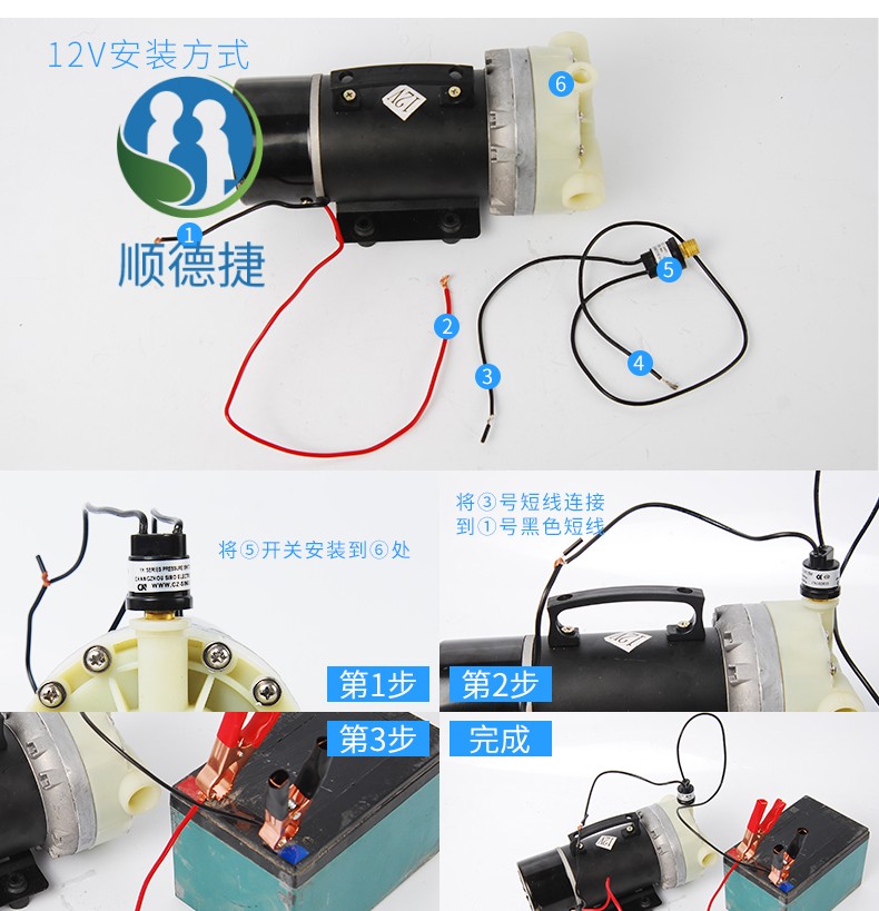 12v24v48v60v高压打药泵农用电动喷雾器灌溉5缸隔膜泵自吸打药机