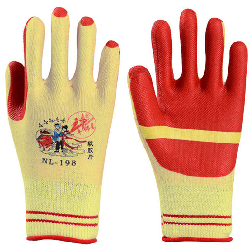 牛郎星软胶片胶皮手套劳保防护搬砖耐磨建筑防滑浸挂胶手套 牛郎星158