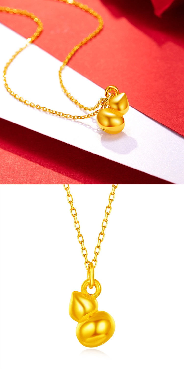 2020新款老庙黄金吊坠足金福禄葫芦挂坠3d硬金