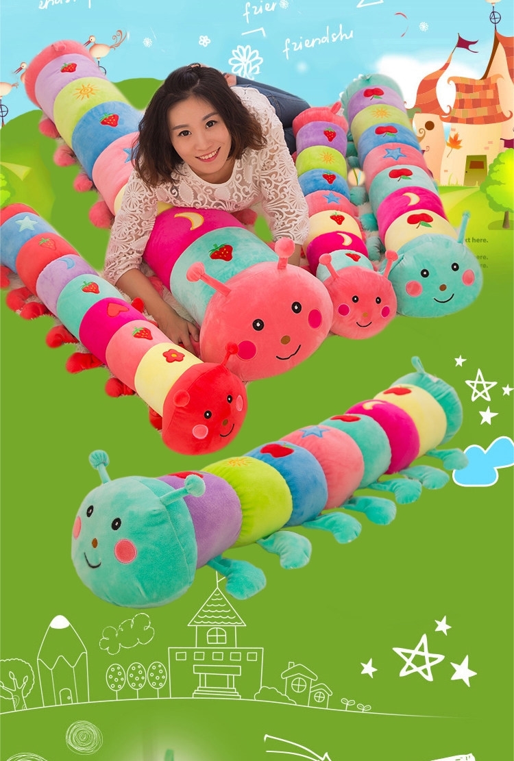 毛绒玩具睡觉长抱枕公仔布娃娃儿童女生日大号虫子 普通绿色毛毛虫 55