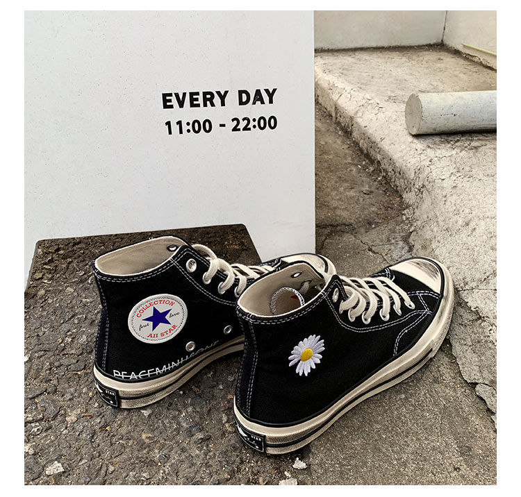 狂人宇1970s小雏菊小脏橘帆布鞋女高帮潮鞋百搭ins复古港味知义zhiyi