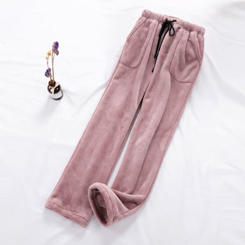 儿童法兰绒裤子儿童备注尺码男女情侣款休闲法兰绒长裤冬季睡衣家居裤