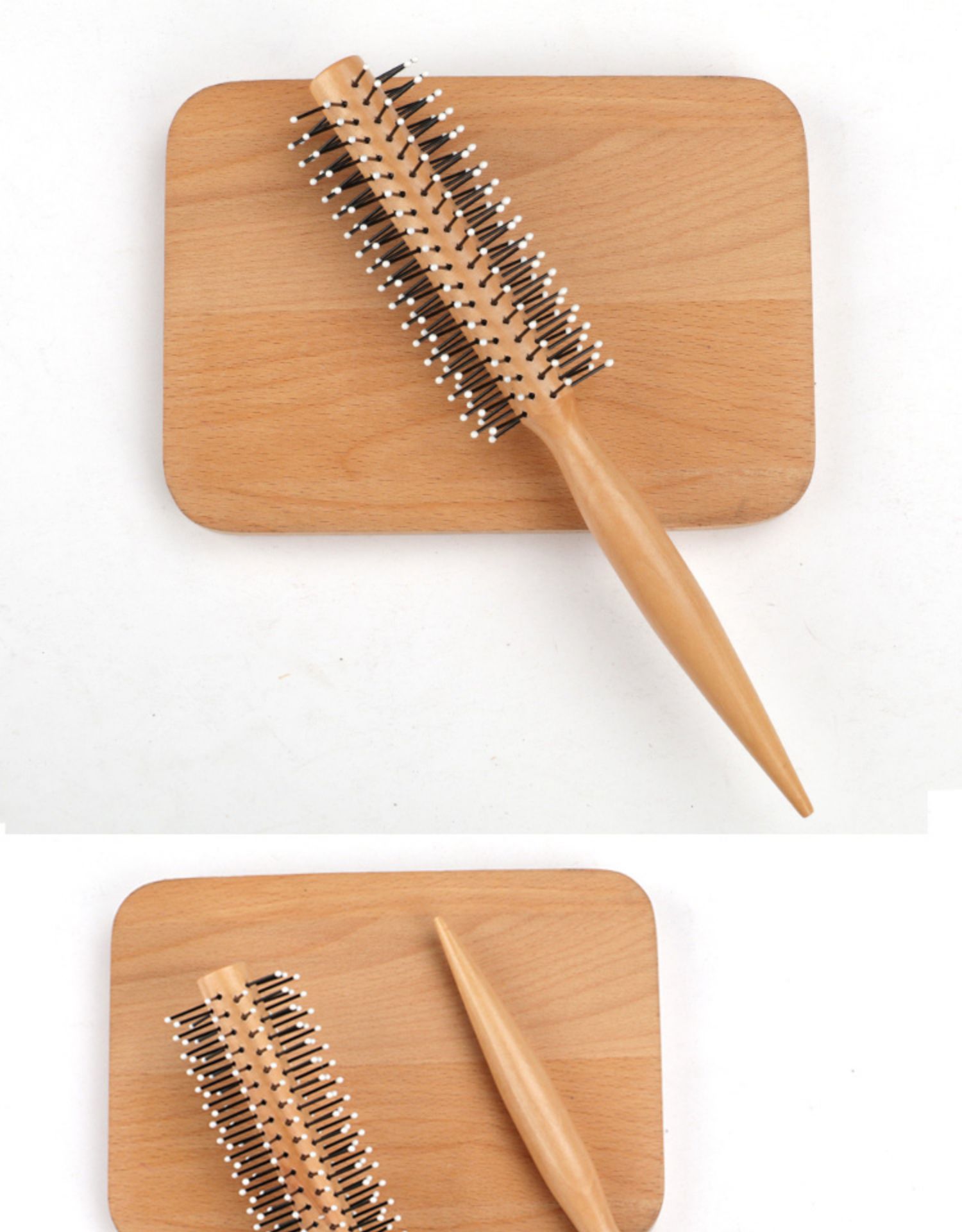 北欧款木质圆滚梳卷发梳滚筒梳子卷发梳梨花内扣造型美发直发按摩 你