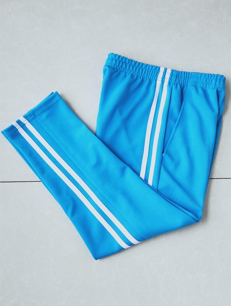 浅蓝色校服裤子天蓝色高中小学生男女运动裤直筒裤蓝色两道杠校裤