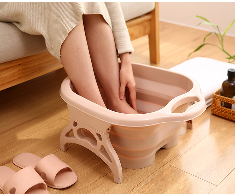 日本便携式可折叠宿舍泡脚神器足浴盆深塑料家用按摩洗脚桶泡脚盆