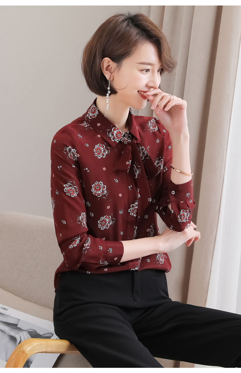 恒源祥女士桑蚕丝衬衫2020新款时尚上衣100桑蚕丝衬衫