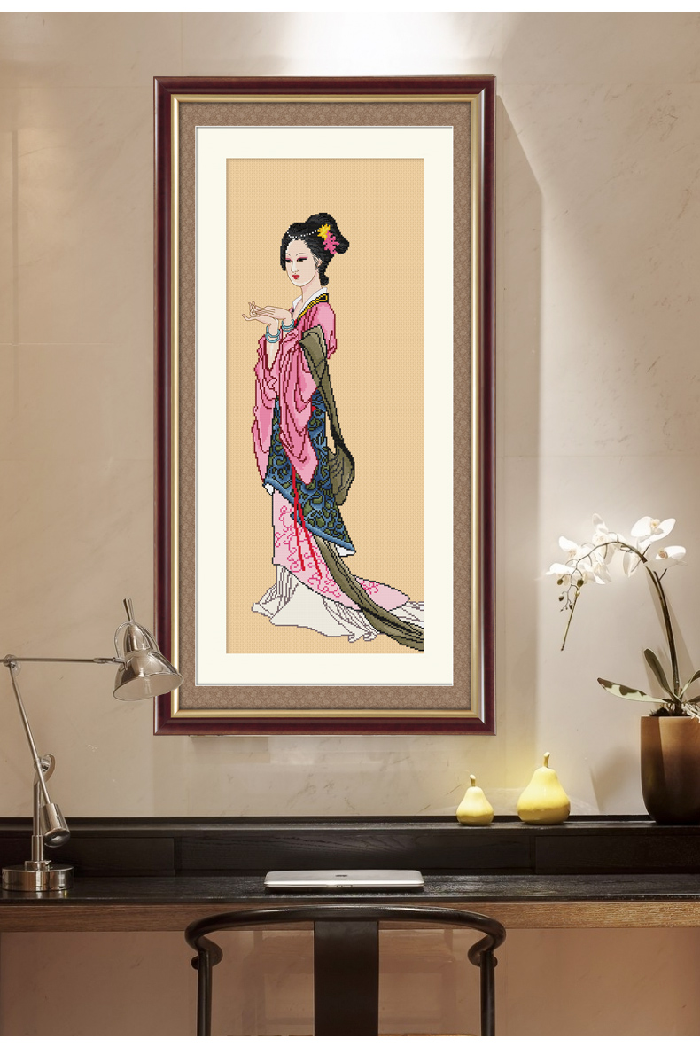 三维工匠十字绣小幅简单人物美女仕女图卧室竖版2019线绣新款名画手工