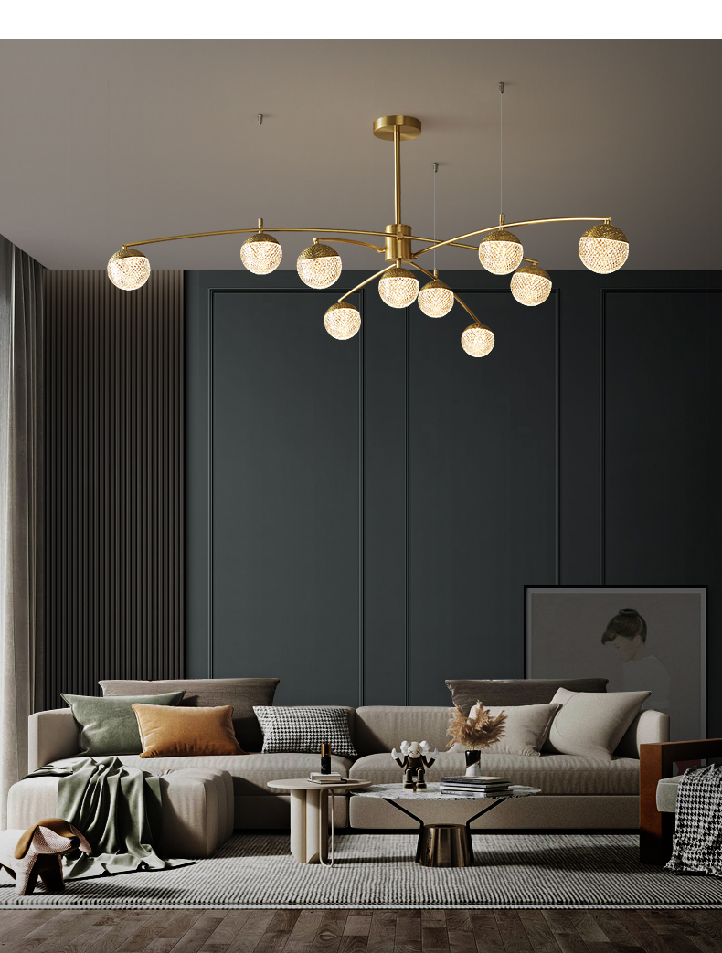全铜轻奢北欧客厅吊灯家用后现代简约家用餐厅灯2021新款ins风别墅