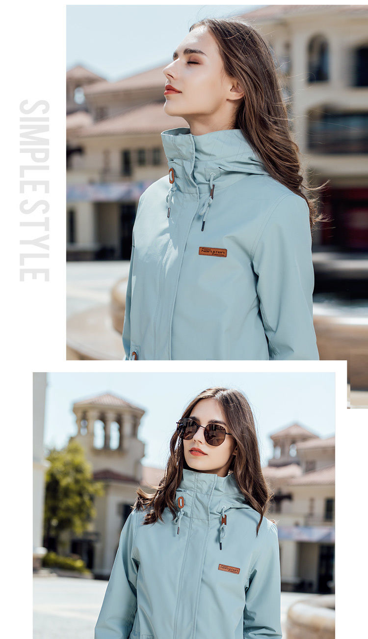 南极人户外冲锋衣女三合一中长款加绒加厚潮流时尚登山服女士外套