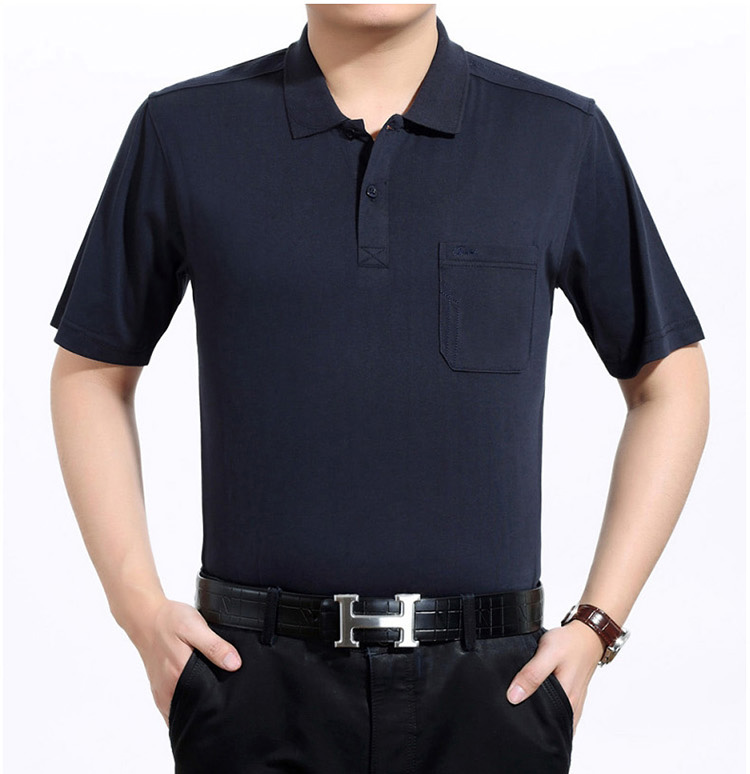 老人头2020夏季短袖t恤男中年全棉翻领半袖上衣薄款中老年男装纯棉大