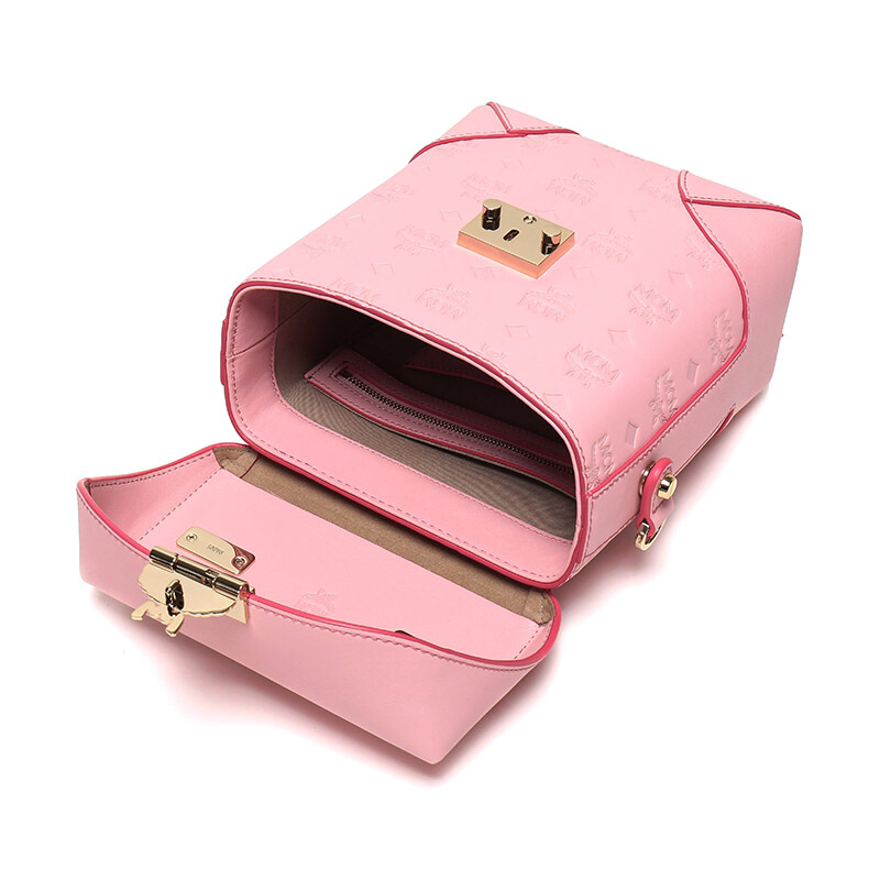 mcm 奢侈品女士粉色手提斜挎包 精致时尚石英粉色小号 520告白季送