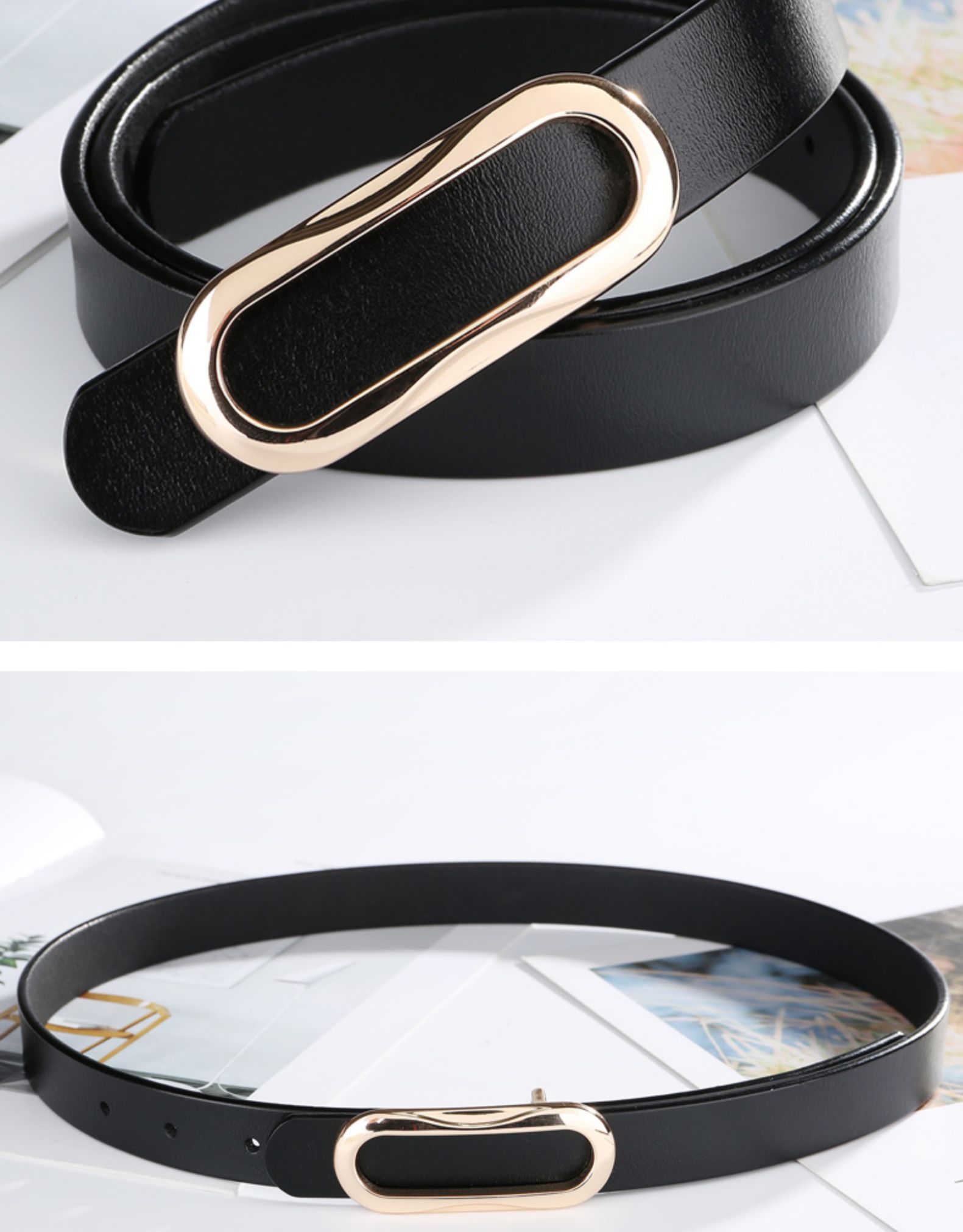 女士皮带内扣百搭职业时尚西装裤商务真皮纯牛皮西裤平滑扣腰带女墨斗