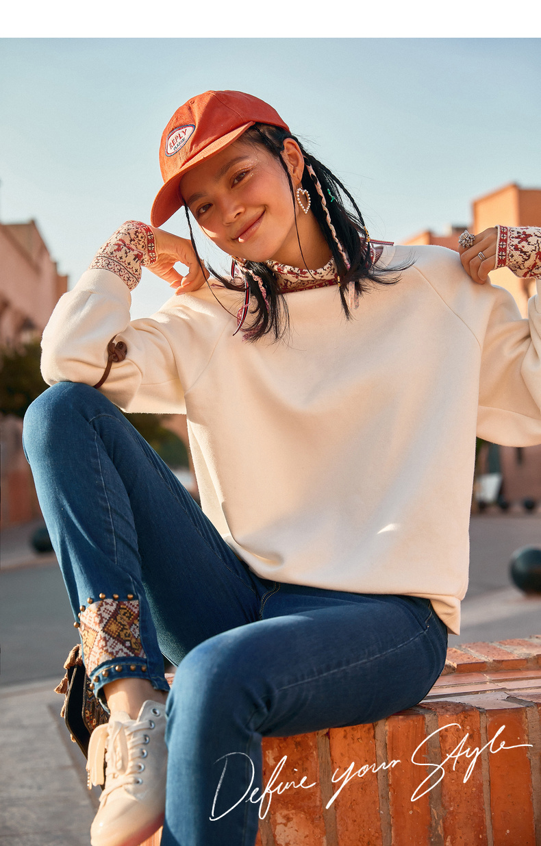 裂帛修身牛仔裤女2020冬季新显高款刺外穿复古显瘦文艺小脚铅笔裤