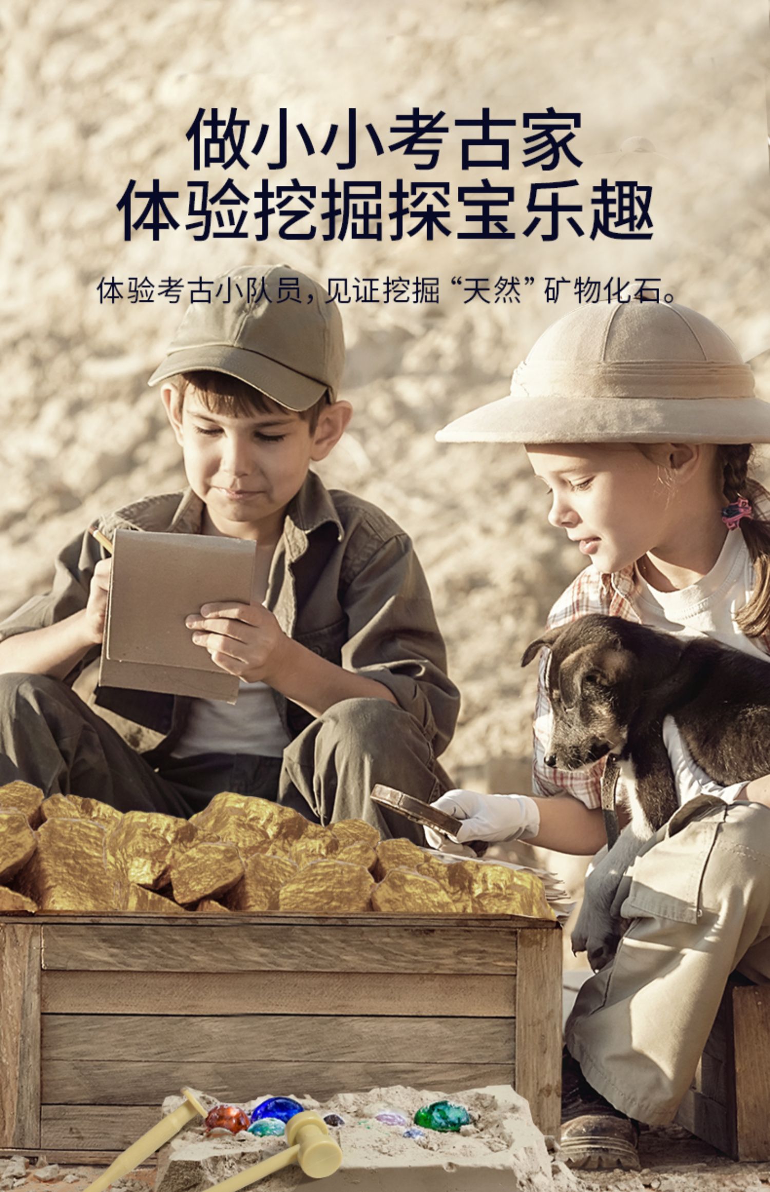 凌速(lnsu)动漫周边 儿童考古挖掘宝石宝石考古挖掘玩具挖矿土寻宝砸