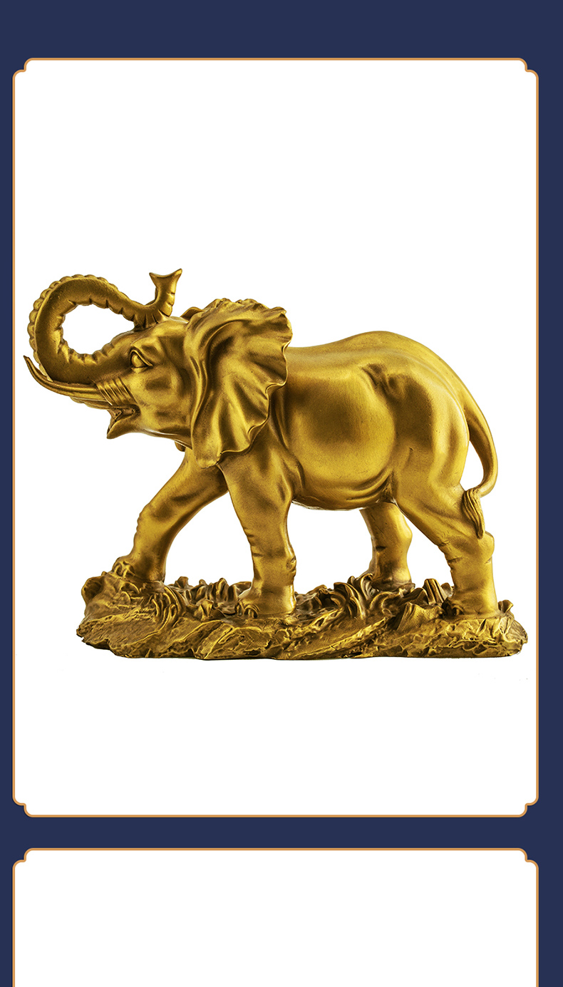 礼氏嘉 全铜大象摆件象富贵象一对客厅电视柜办公室装饰开业礼品