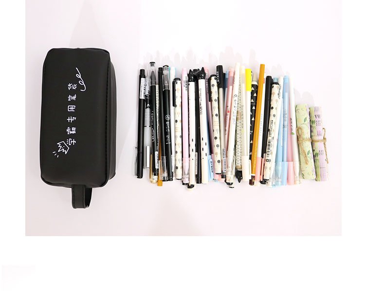 大容量学霸文具袋韩国简约高初中男女生黑笔袋可爱小清新铅笔盒三角