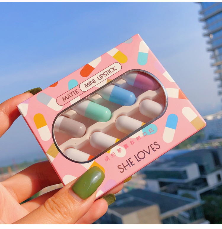 李佳琦推荐mini胶囊口红8支套装药丸唇膏旅行便捷礼盒装网红学生