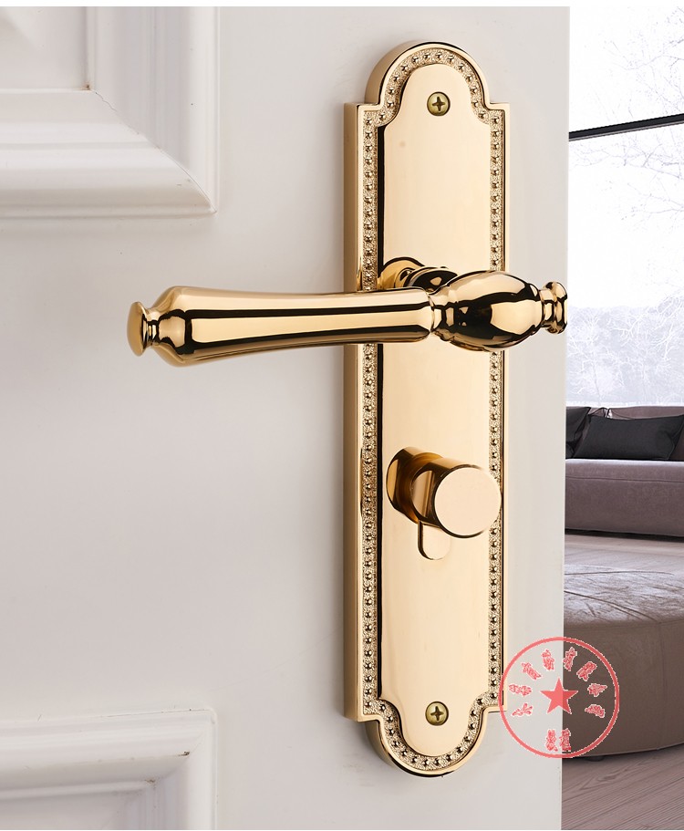 定做 美式卧室门锁室内门把手家用静音房金色分体锁具