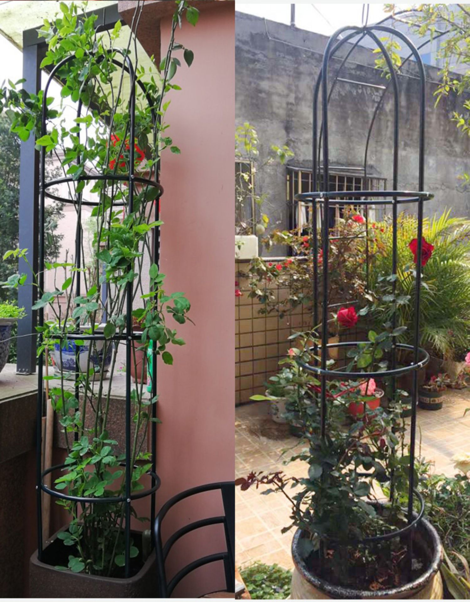 铁艺花架爬藤架月季花铁线莲户外柱形欧式花架盆载花支撑架室内哇哎哩