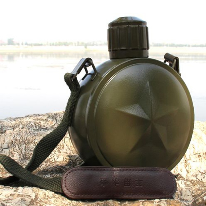 军用水壶不锈钢304双层保温壶 户外运动旅行军迷军训矿工水壶定金