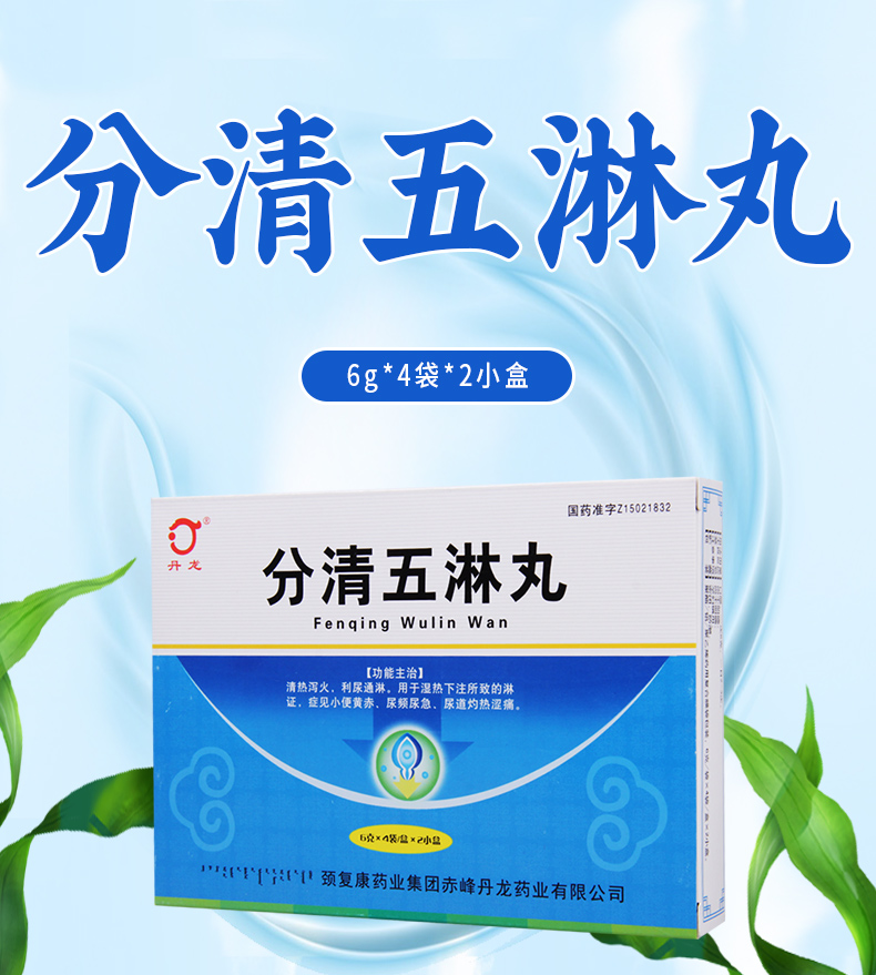 丹龙利尿通淋 丹龙 分清五淋丸 6g*8袋用于湿热下注所致的淋证症见小