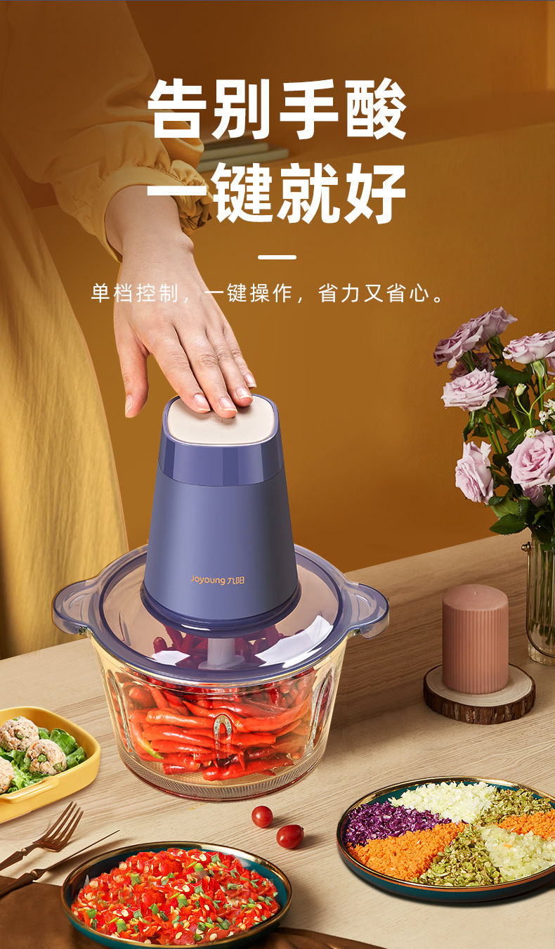 九阳绞肉机家用电动全自动多功能小型搅拌打碎肉馅菜料理机大容量