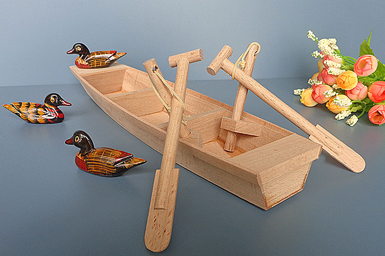 优选好货小渔船模型家庭装饰摆件小木船木质工艺船木制实木船模型摆件