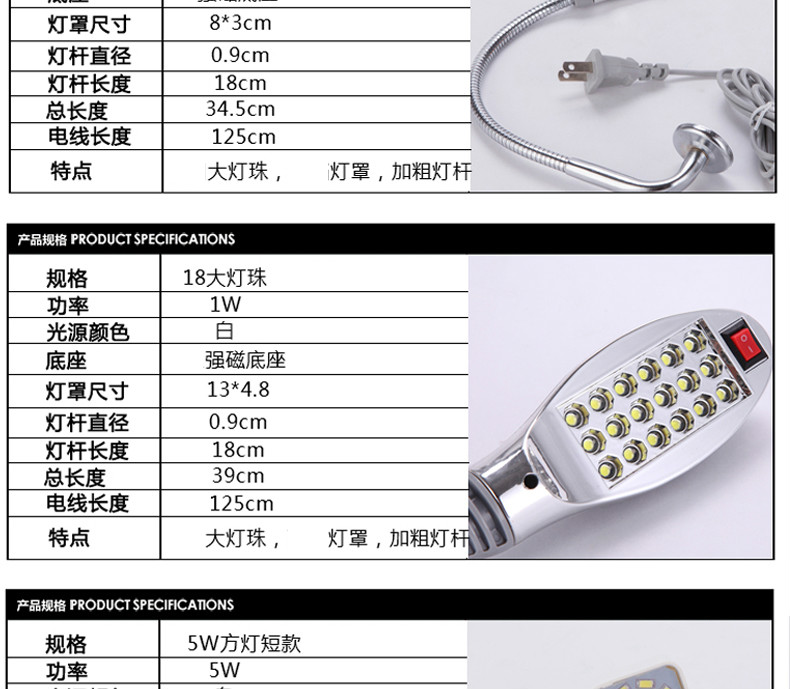 生捷裕门用配件型号 定做 led工作灯带磁铁缝纫机灯工业平车灯照明
