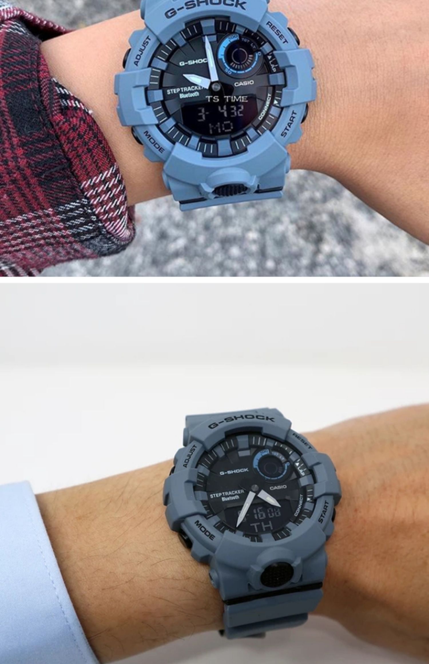 苏宁国际 卡西欧 casio 雾霾蓝腕表男树脂表带可连接手机应用健身记步