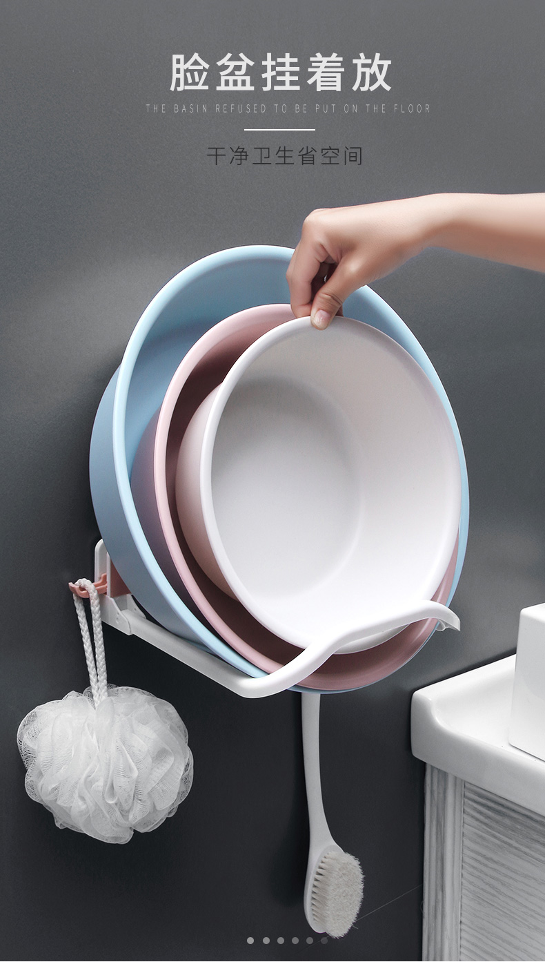 壁挂式脸盆架洗脸盆收纳架免打孔面盆挂架浴室置物架北欧风强承重塑料
