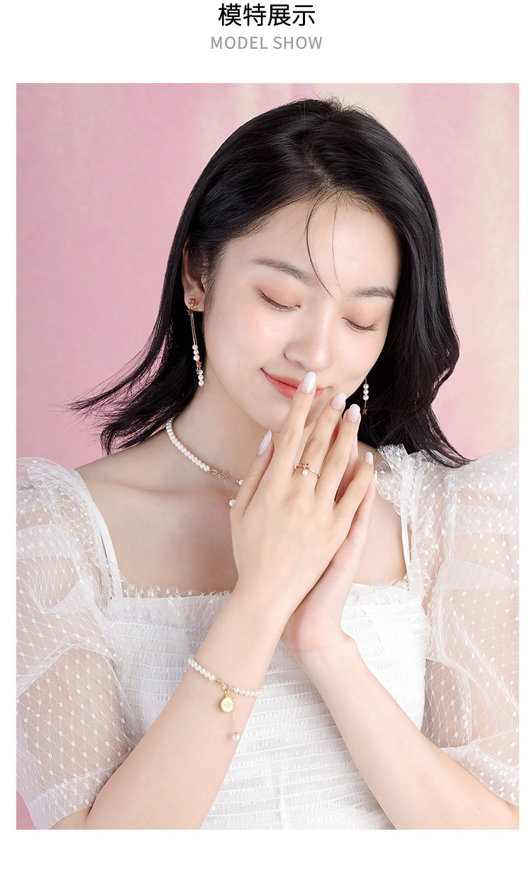 明牌珠宝18k金珍珠手链淡水小珍珠手链搭配链小雏菊csk0053