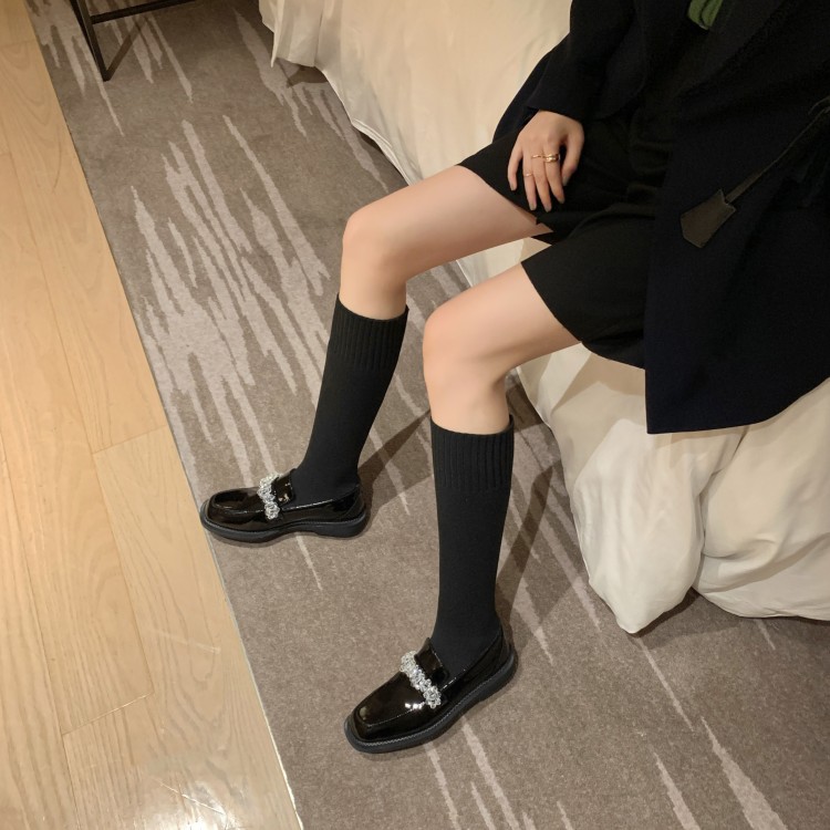 格瑞迪欧小皮鞋平底女单鞋英伦风袜靴瘦瘦靴女显瘦长靴新款复古m196