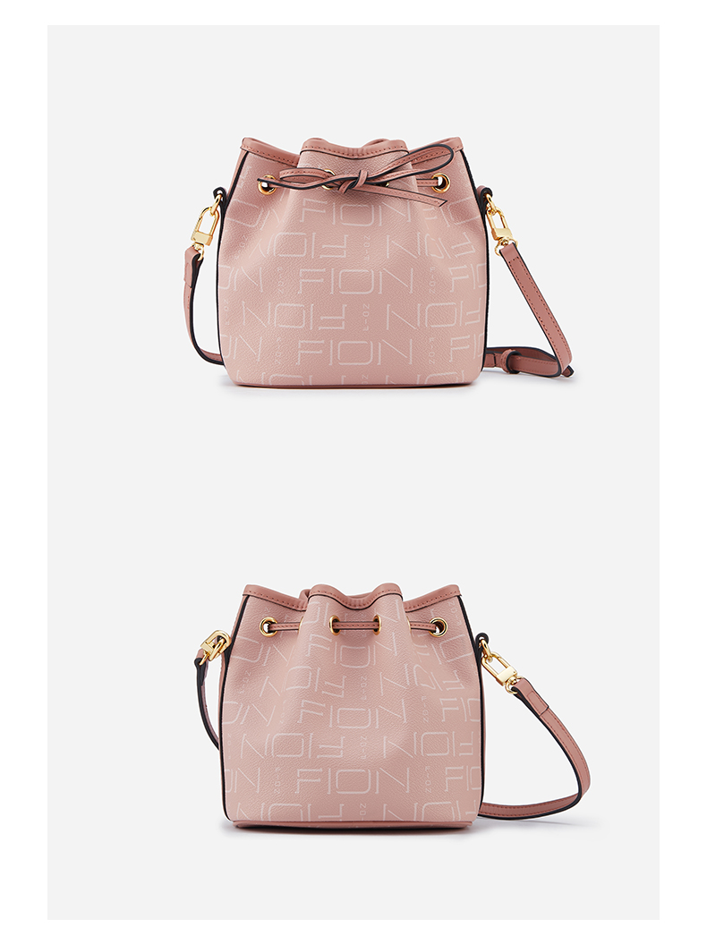 fion菲安妮水桶包女新款潮粉红色包包欧美ins风斜挎包单肩包