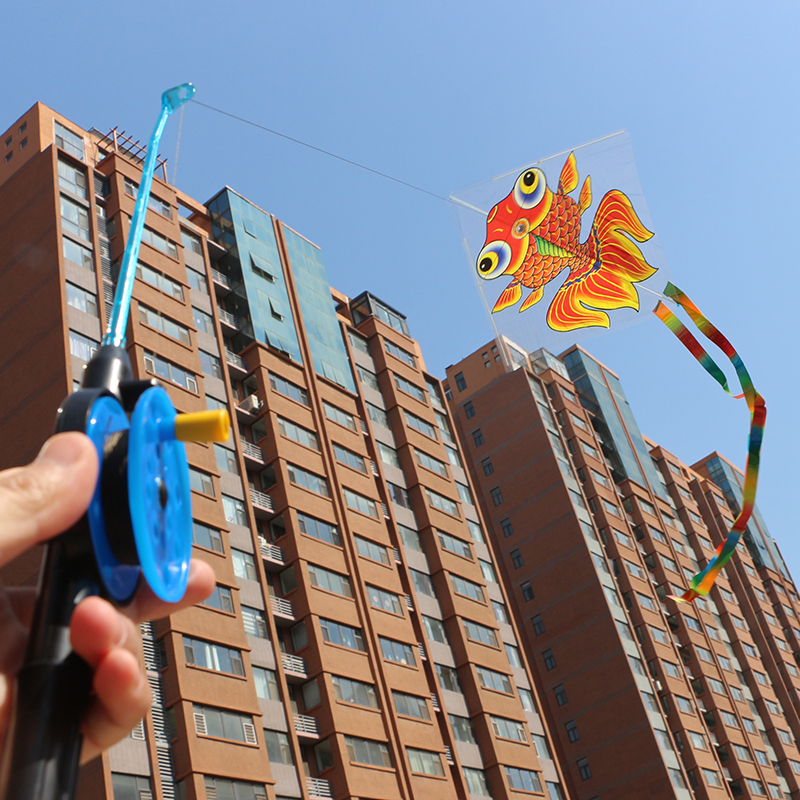 小号熊出没 儿童钓鱼竿风筝战斗机卡通微风迷你汪汪队户外玩具小金鱼