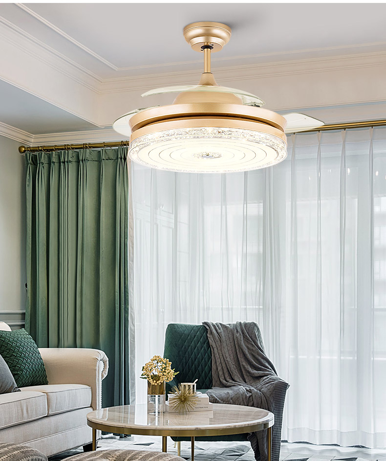 隐形风扇灯客厅卧室餐厅灯带风扇吊灯 欧式吸顶电扇灯带电灯的灯扇