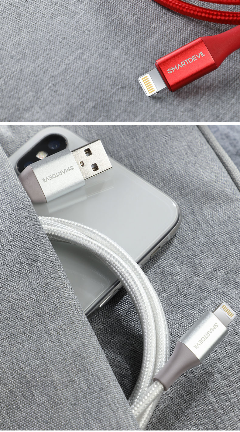 闪魔苹果数据线iphone11快充mfi认证充电线6s器x手机8plus加长2米