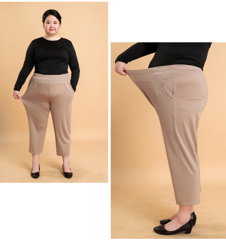 黑色xl200斤加肥加大码裤子中老年女装胖妈妈特大号奶奶夏季弹力休闲