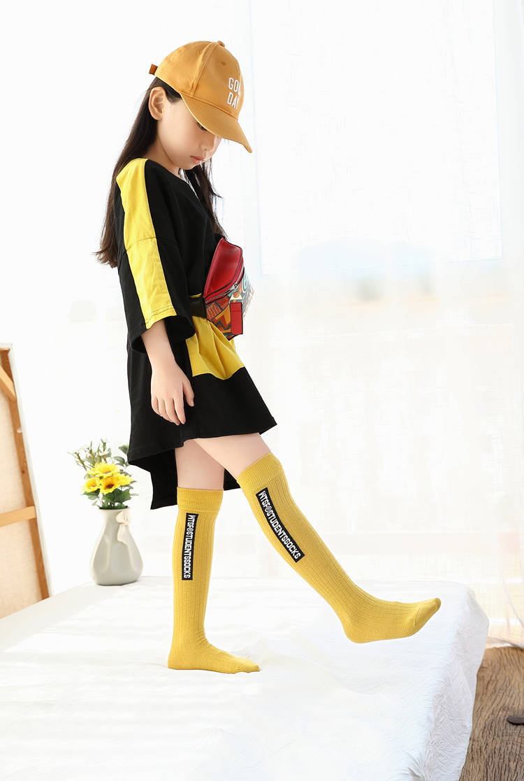 儿童袜子女童长筒袜棉袜春秋冬加厚公主宝宝过膝袜足球中筒堆堆袜莎丞